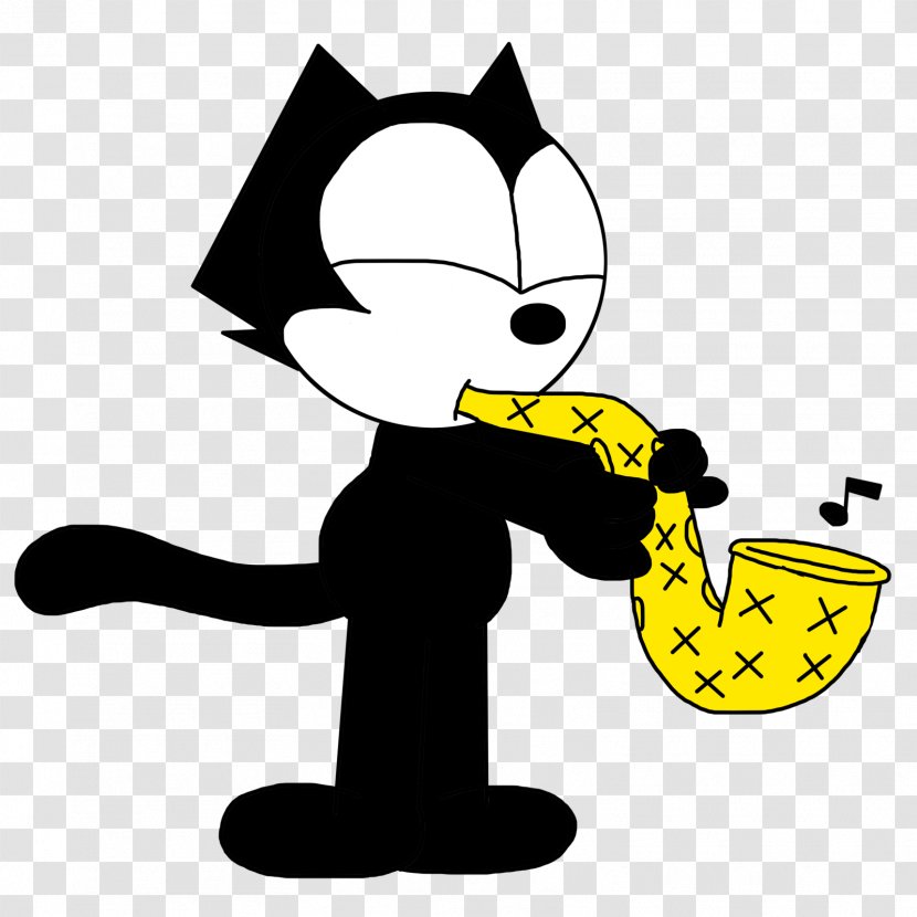 Felix The Cat Cartoon Saxophone - Silhouette Transparent PNG
