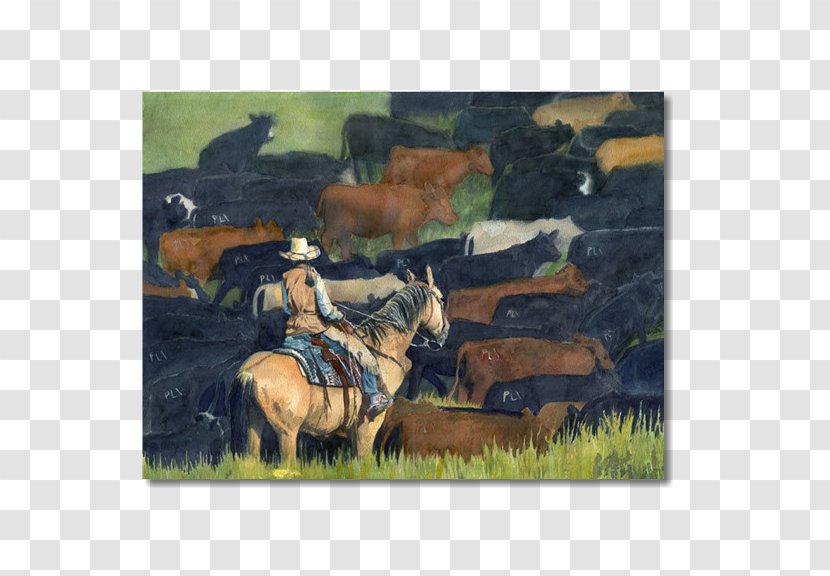 Watercolor Painting Oil Paint Cattle - Pack Animal - Stain Transparent PNG