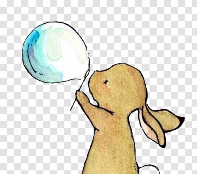 Rabbit Drawing Illustration - Cartoon - Bunny Blowing Bubbles Transparent PNG