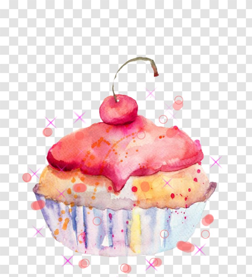 Birthday Cake Cupcake Custard Watercolor Painting - Icing Transparent PNG
