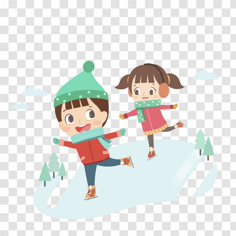 Child Winter Vacation Cartoon Runner - Play - Skating Kids Transparent PNG