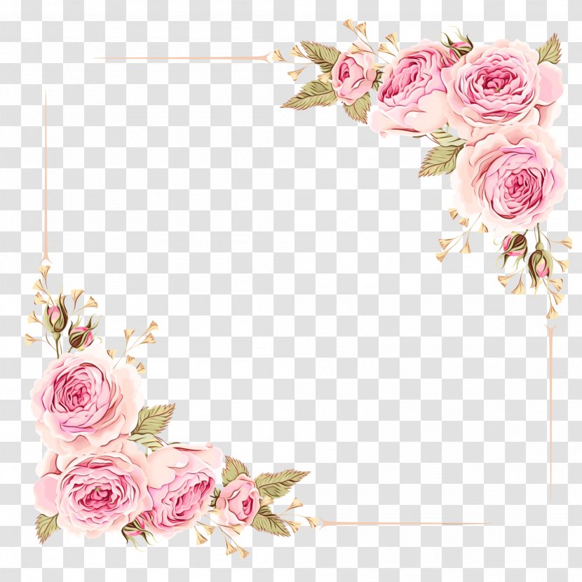 Watercolor Flowers Frame - Flower - Heart Rose Order Transparent PNG