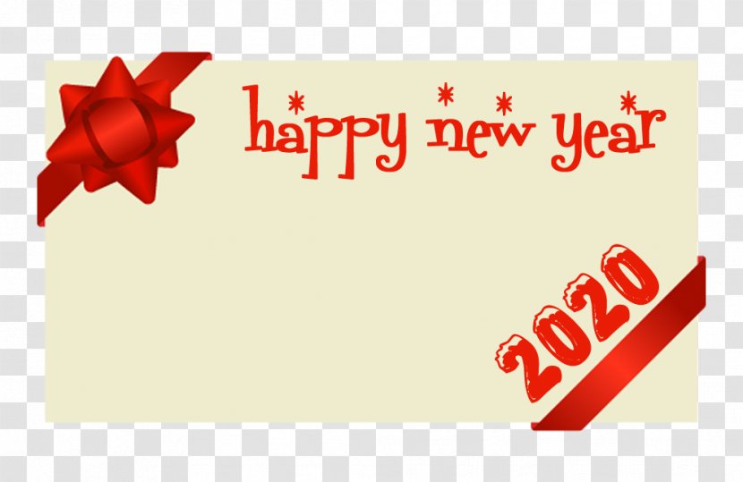 Happy New Year 2020 - Red - Present Greeting Transparent PNG