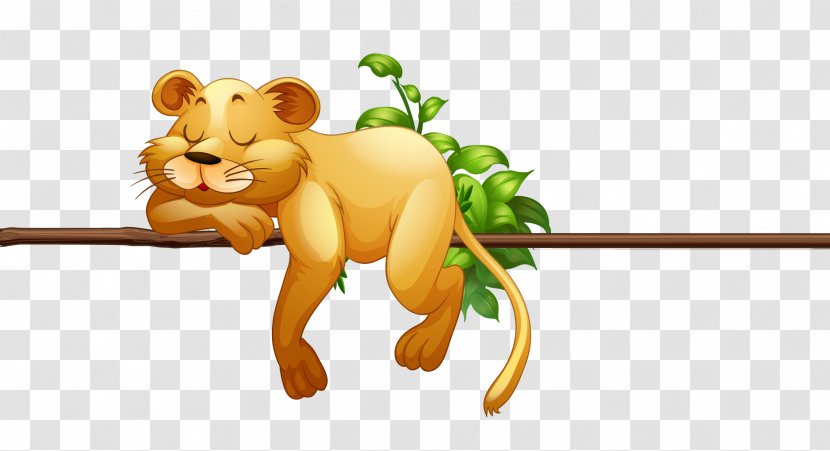 Lion Illustration - Cat Like Mammal - Vector Cute Sleeping Transparent PNG
