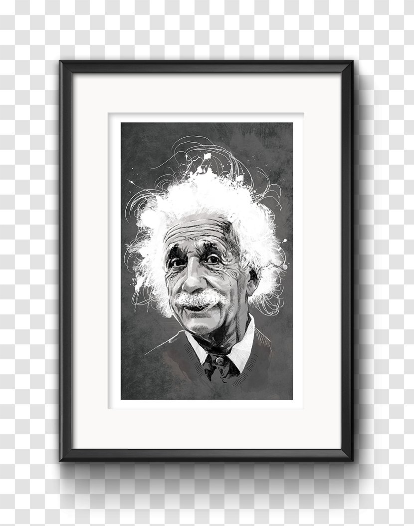 Albert Einstein Poster Drawing Art - Monochrome - Wimbledon 2018 Transparent PNG