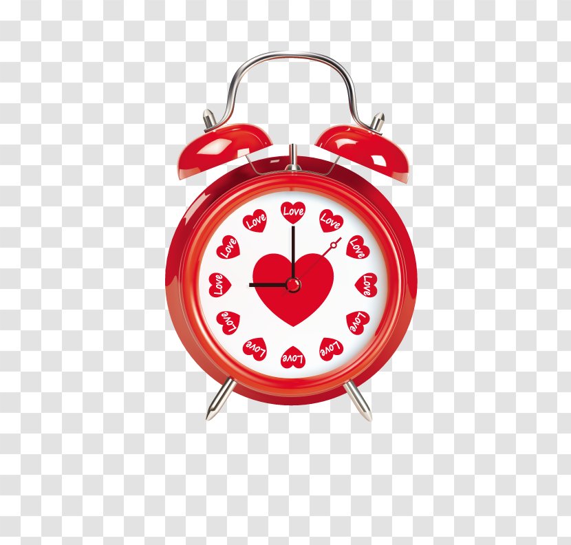 Alarm Clock Heart Clip Art - Red Peach Transparent PNG