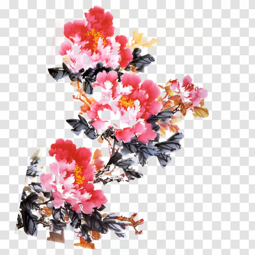 Floral Design Moutan Peony Download - Chinese Painting Transparent PNG
