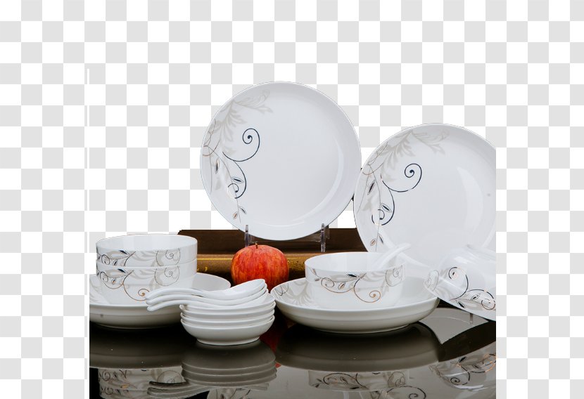 Plate Ceramic Tableware Bowl - Dinnerware Set - Dishes Suit Transparent PNG