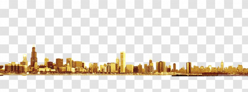 Chicago Skyline Brand Font - Golden City Transparent PNG