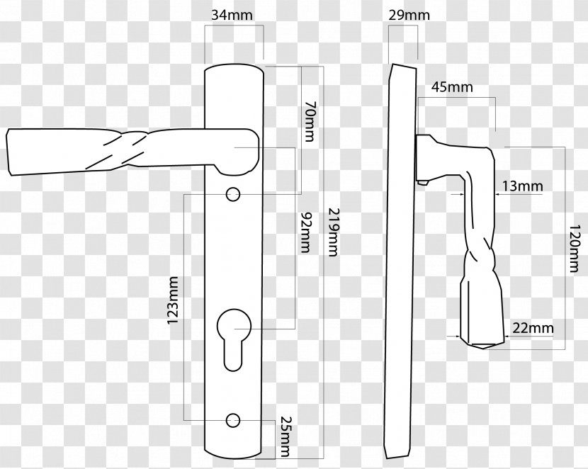 Door Handle Drawing White Lock - Material - Design Transparent PNG