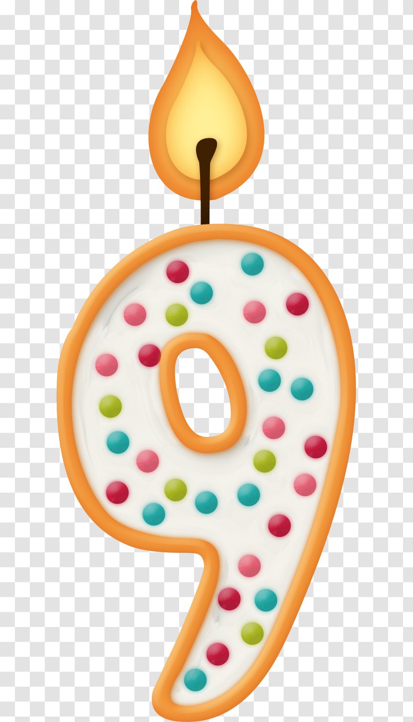Birthday Cake Candle Clip Art - Number - Numbers 1 To 9 Transparent PNG