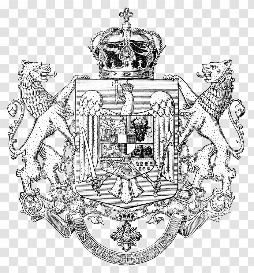Kingdom Of Romania Coat Arms Crest - Line Art - Historical Transylvania Transparent PNG