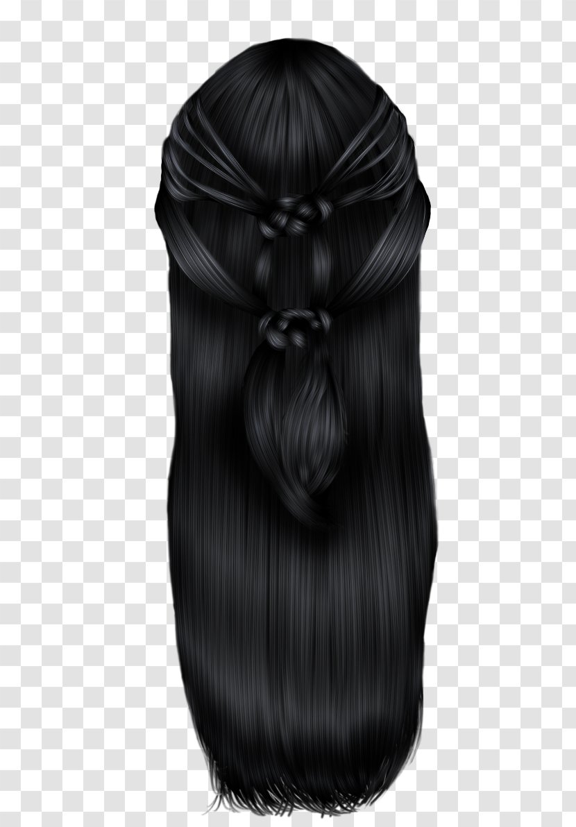 Long Hair Coloring Black Wig Transparent PNG