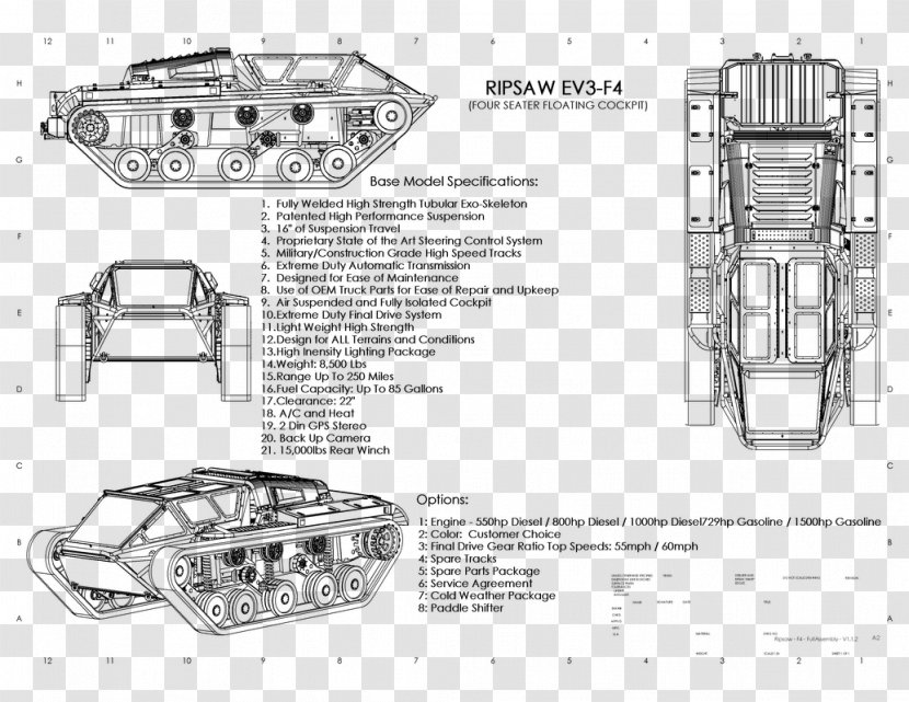 Ripsaw Drawing Tank Car Howe & Technologies - Automotive Lighting - Mud Tracks Transparent PNG