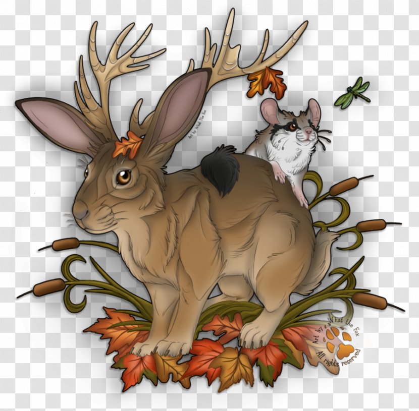 Domestic Rabbit Hare Art Deer - Folk Tattoos Transparent PNG