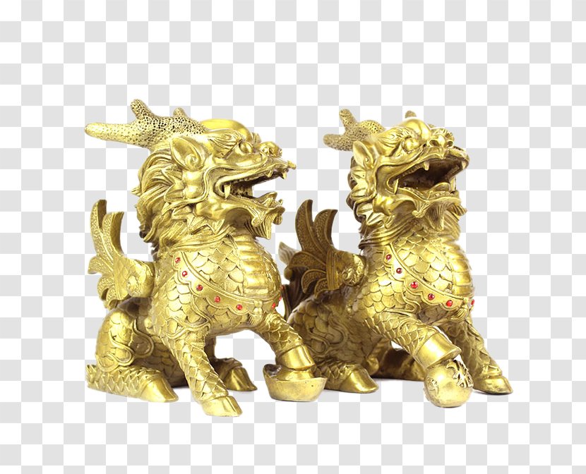 Qilin - Metal - Copper Golden Unicorn Transparent PNG