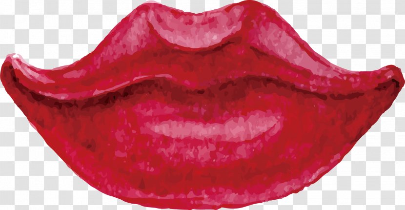 Lip Drawing Watercolor Painting Mouth - Cartoon Kisses Transparent PNG