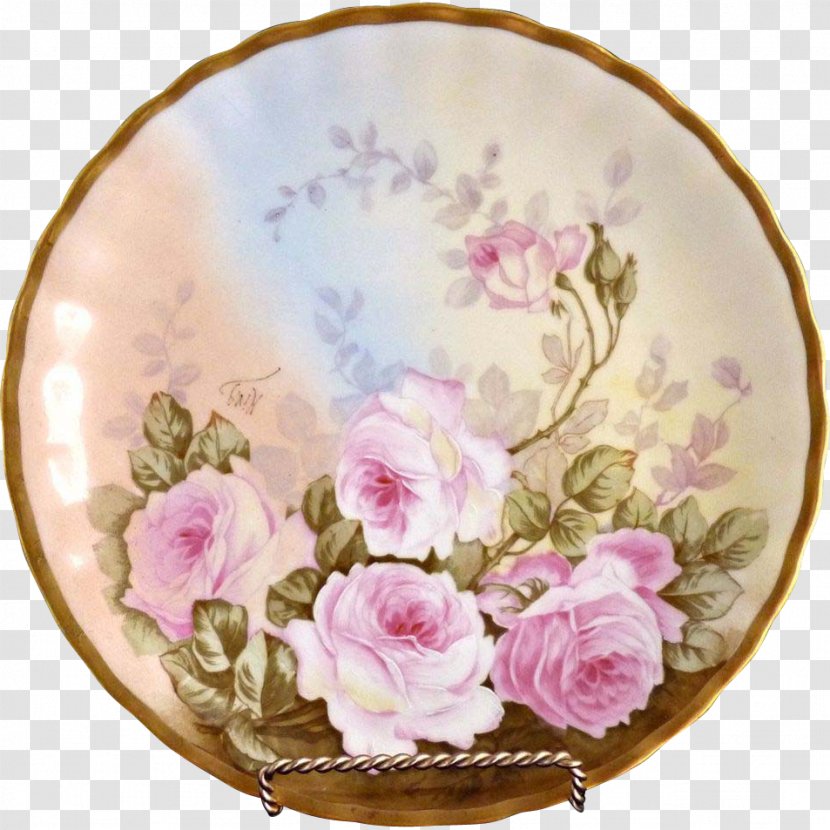 Limoges Plate Tableware Porcelain Platter - Bowl - Hand-painted Roses Transparent PNG