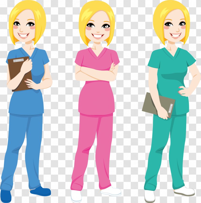 Nursing Cartoon Scrubs Clip Art - Heart - Male And Female Doctors Nurses Characters Vector Material Free Download Transparent PNG