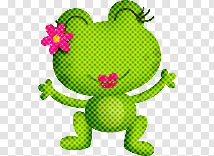 Green Cartoon Heart Frog Smile Transparent PNG