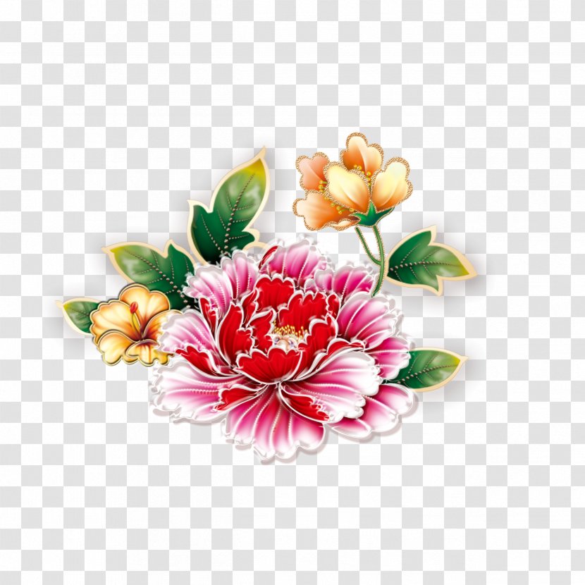 Moutan Peony Motif Floral Design - Flower Bouquet - Chinese Transparent PNG