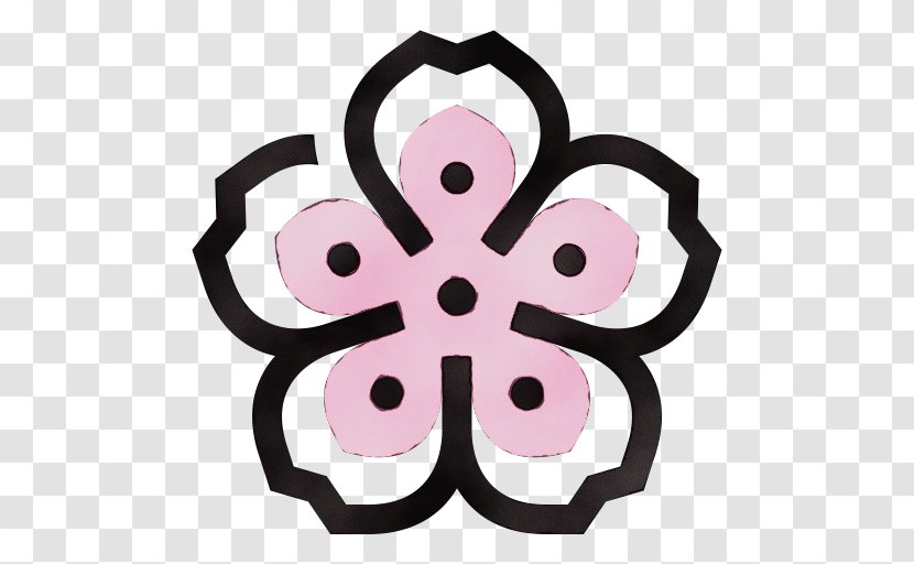 Pink Symbol Plant Pattern - Wet Ink Transparent PNG