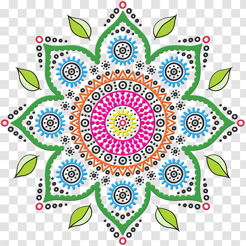 Blumen - Intricate Colorful Mandala Pattern Design Transparent PNG