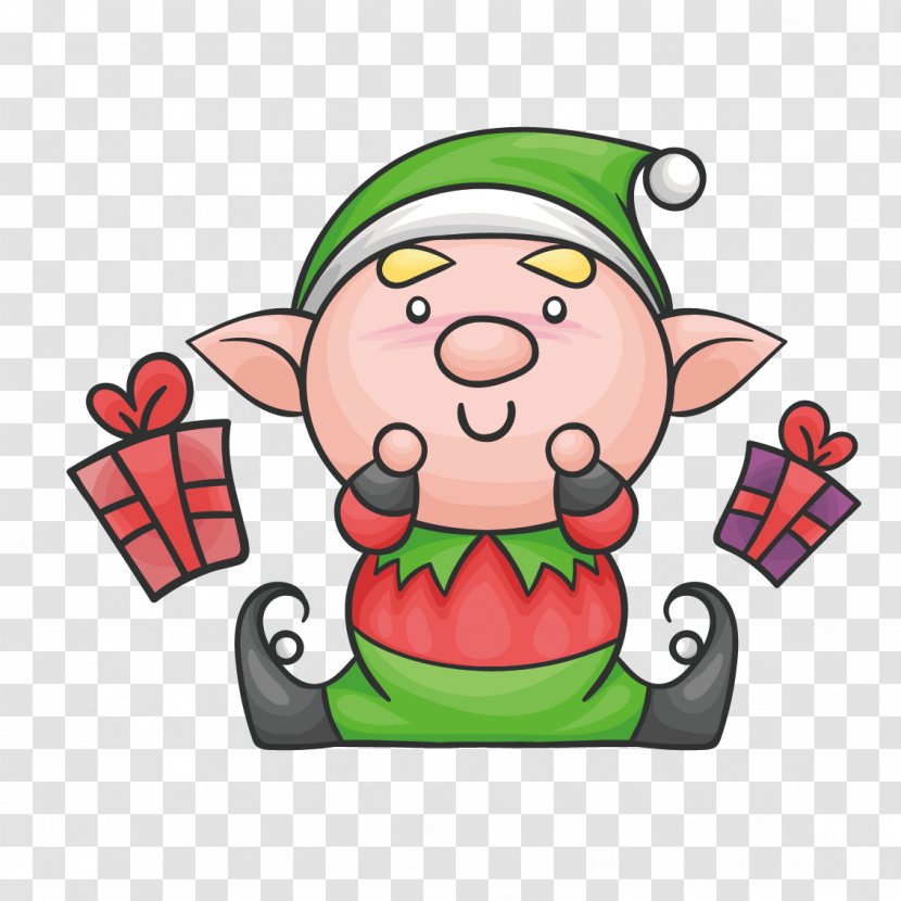 The Elf On Shelf Santa Claus Christmas Drawing - Vector Cartoon Pig Transparent PNG
