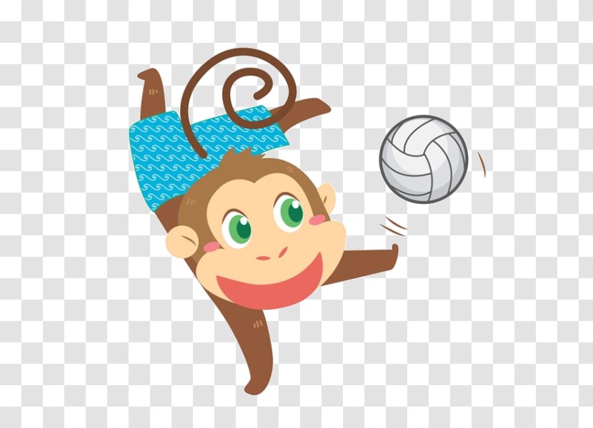 Beach Volleyball Illustration - Game - Cartoon Monkey Play Transparent PNG