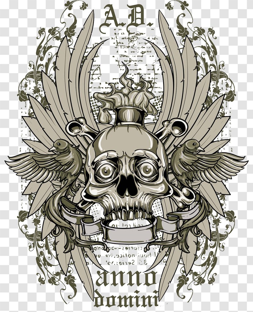 Skull Euclidean Vector Stock Illustration - Fictional Character - Pattern Transparent PNG