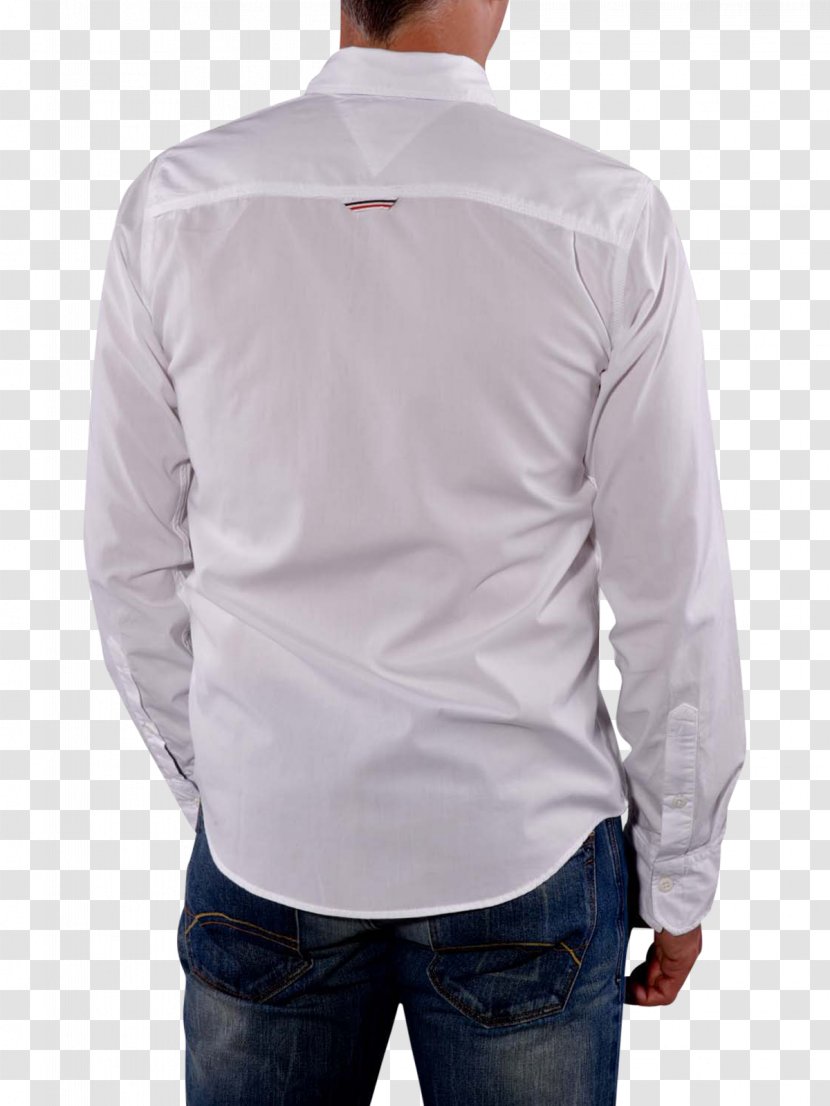 Long-sleeved T-shirt Tops Neck - Collar - White Shirt Jeans Transparent PNG