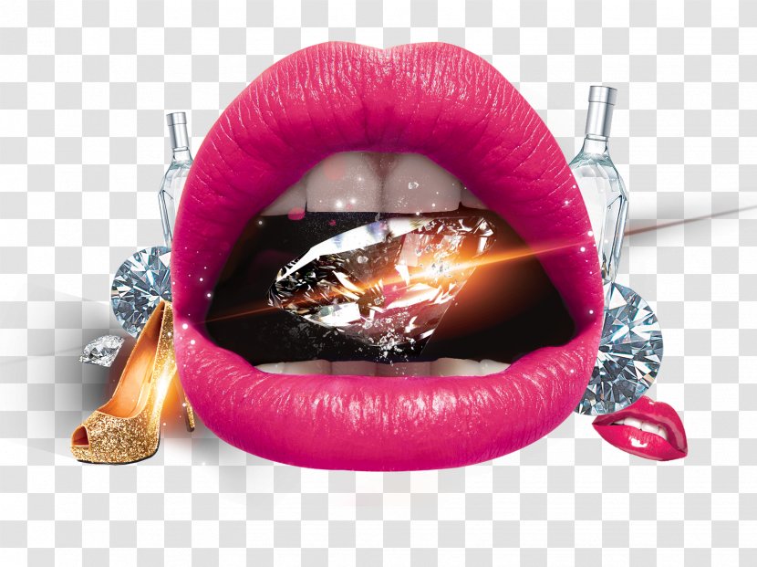 Lip Diamond Mouth - Heart - Lips Transparent PNG