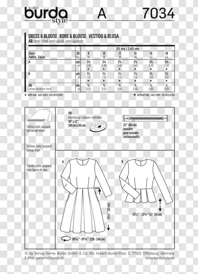Burda Style Dress Simplicity Pattern Sewing - White Transparent PNG