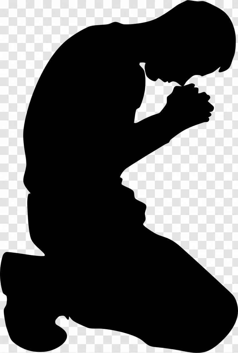 Praying Hands Kneeling Silhouette Clip Art - Woman - Prayer Transparent PNG