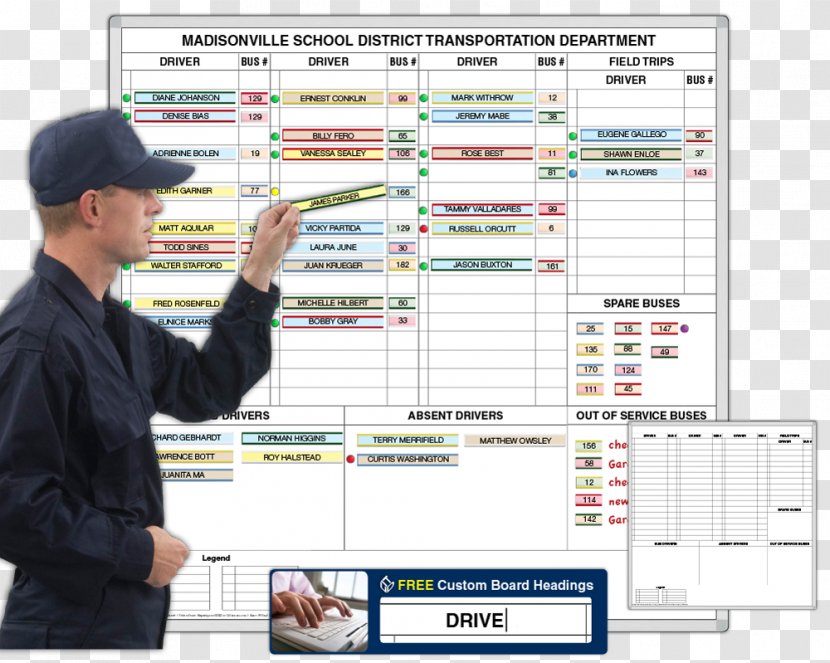 School Bus Dry-Erase Boards Driver - Multimedia - Dispatch Transparent PNG