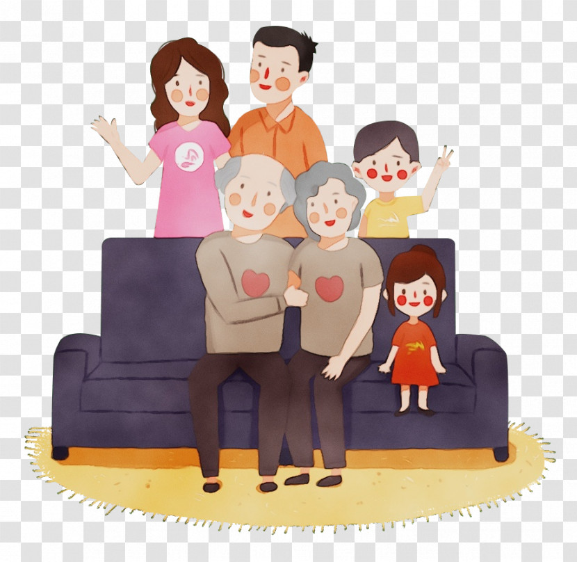 Cartoon People Furniture Sharing Animation Transparent PNG