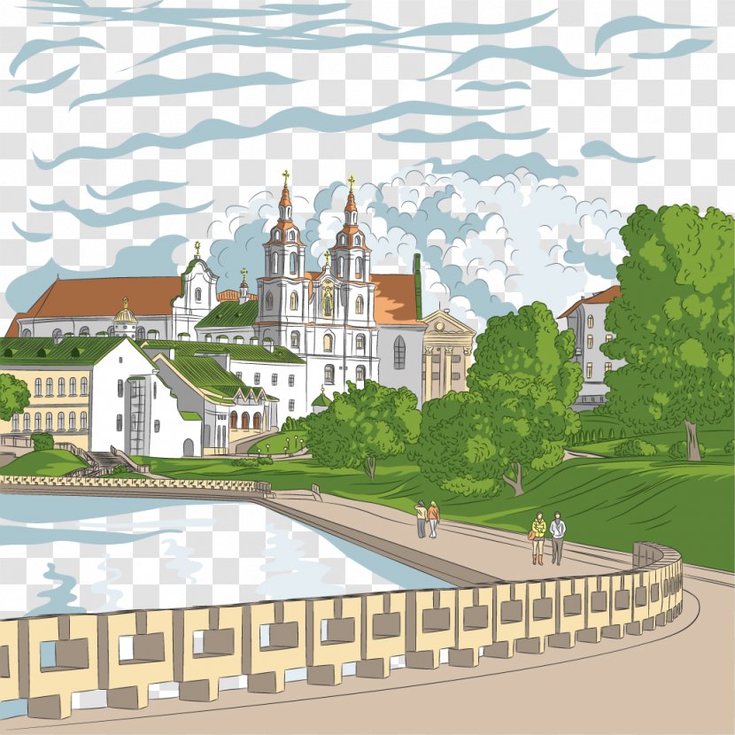 Town Royalty-free Clip Art - Drawing - Vector Park Transparent PNG