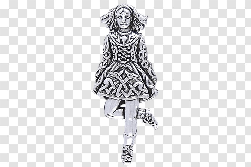 Drawing Outerwear Fashion Illustration Irish Dance Costume - Charms Pendants - Silver Transparent PNG