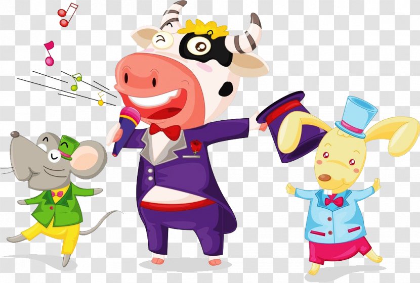 Cattle Singing Royalty-free Illustration - Flower - Animals And Dancing Transparent PNG