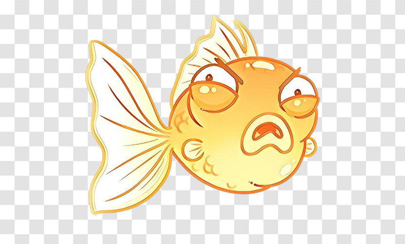 Cartoon Head Yellow Goldfish Fish Transparent PNG