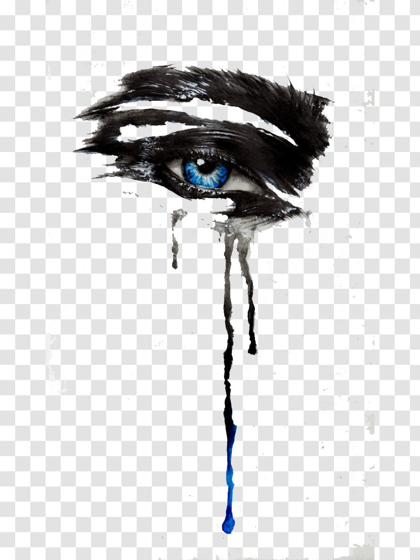 Eye Tears Drawing Ink - Black And White - Care Transparent PNG