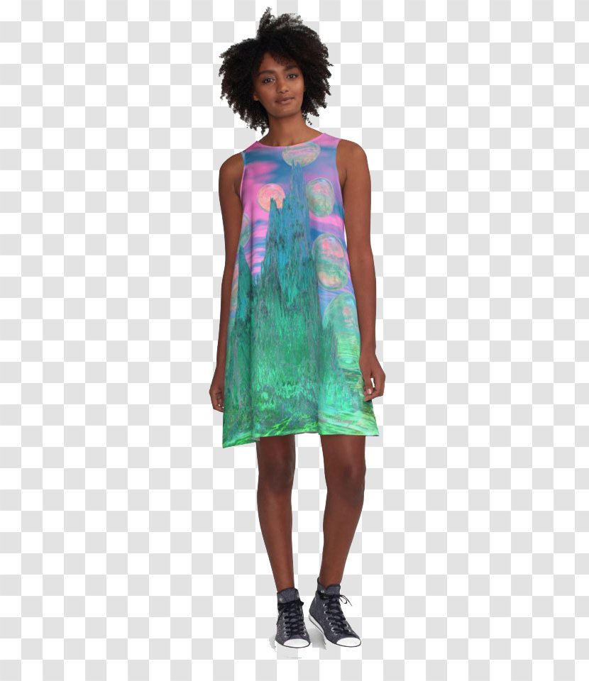 T-shirt A-line Dress Clothing Redbubble - Watercolor - Green Sky Transparent PNG