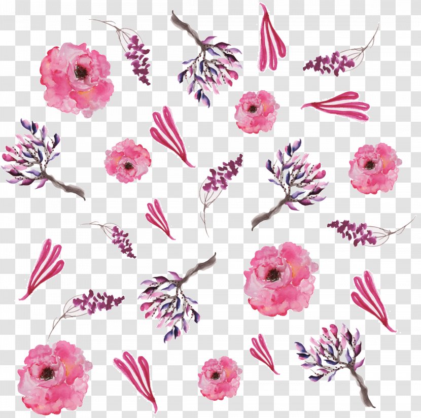 Floral Design Watercolor Painting Pink Pattern - Floristry - Romantic Flower Transparent PNG