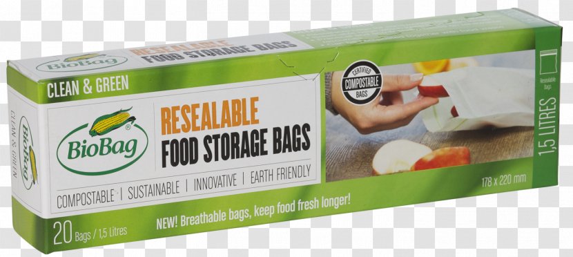 Organic Food Plastic Bag Bin Resealable Packaging - Materbi - Storage Transparent PNG