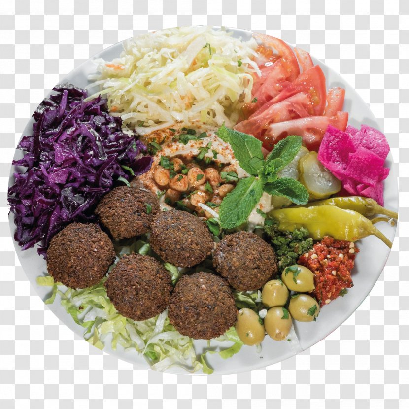 Falafel Middle Eastern Cuisine Plate Dish Vegetable - Recipe Transparent PNG