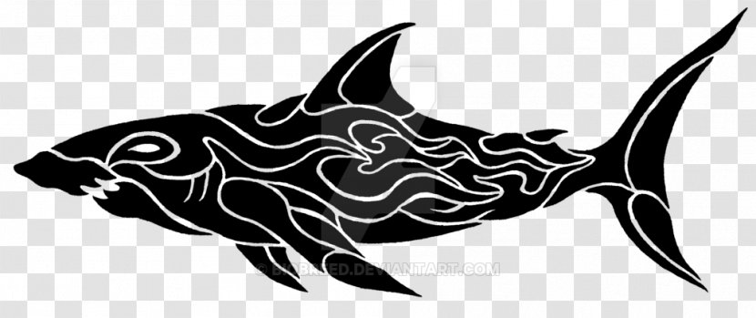 Great White Shark Tattoo Tribe - Black - Tribal Transparent PNG