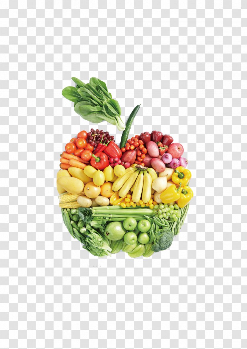 Organic Food Local Meal Health - Superfood - Apple Composed Of Fruits And Vegetables Transparent PNG