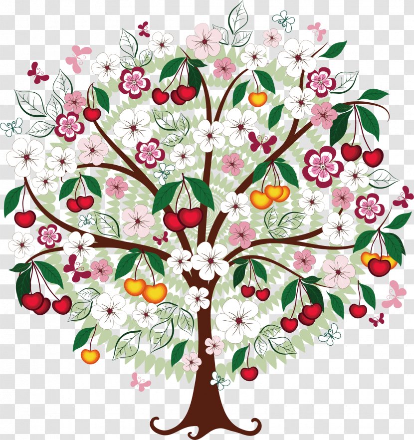 Cherry Drawing Royalty-free Clip Art - Cut Flowers - Tree Transparent PNG