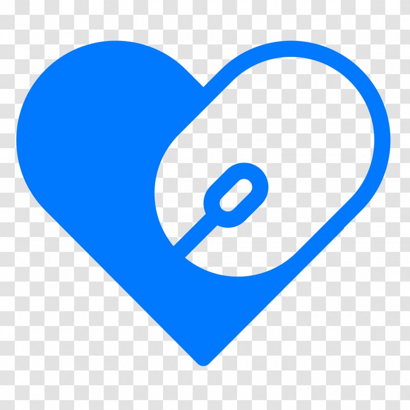 Computer Mouse Pointer Heart - Blue - Filled Transparent PNG
