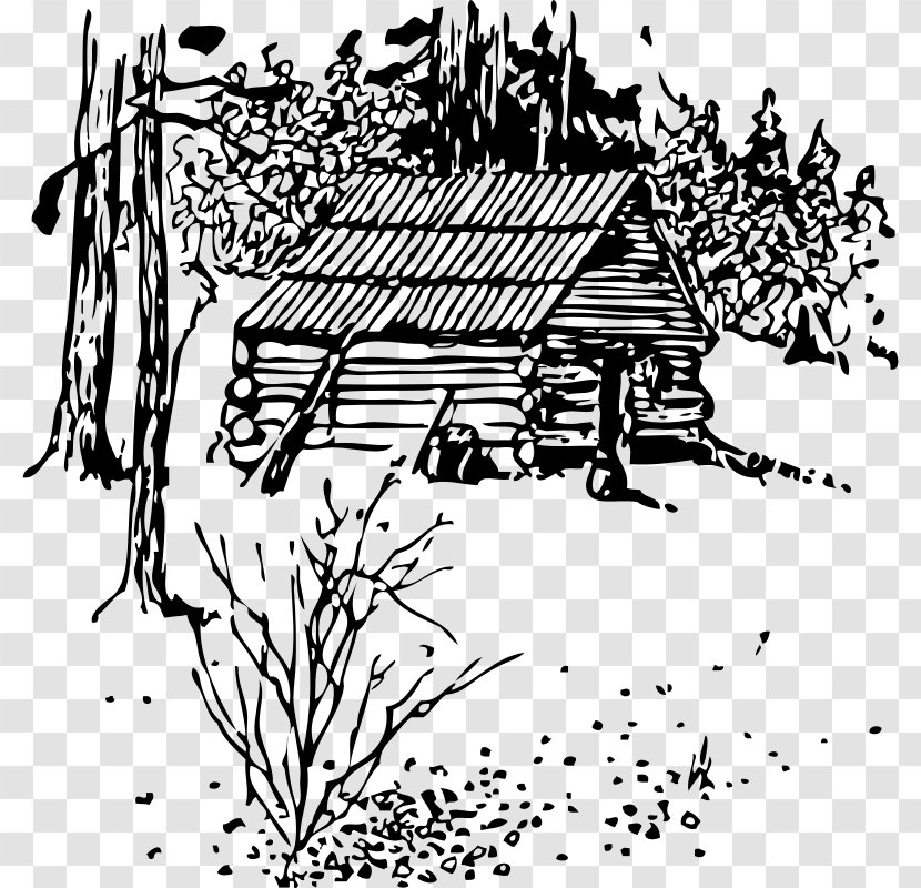 Log Cabin Black And White Clip Art - Tree - Monochrome Photography Transparent PNG
